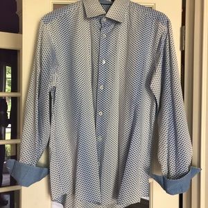 Bugatchi Men's Cotton Shaped Fit Woven Blue